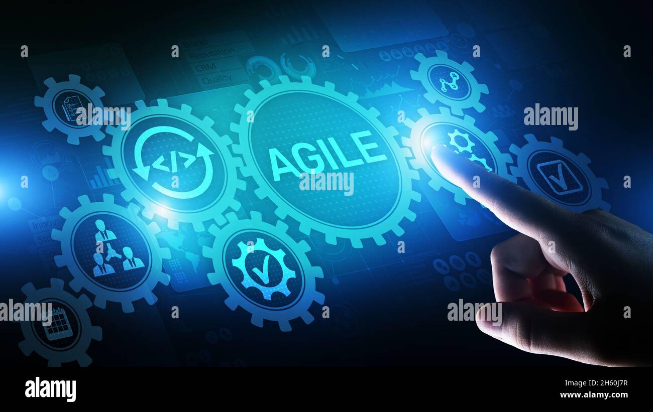 Concept de méthodologie de développement agile sur écran virtuel. Concept de technologie. Banque D'Images