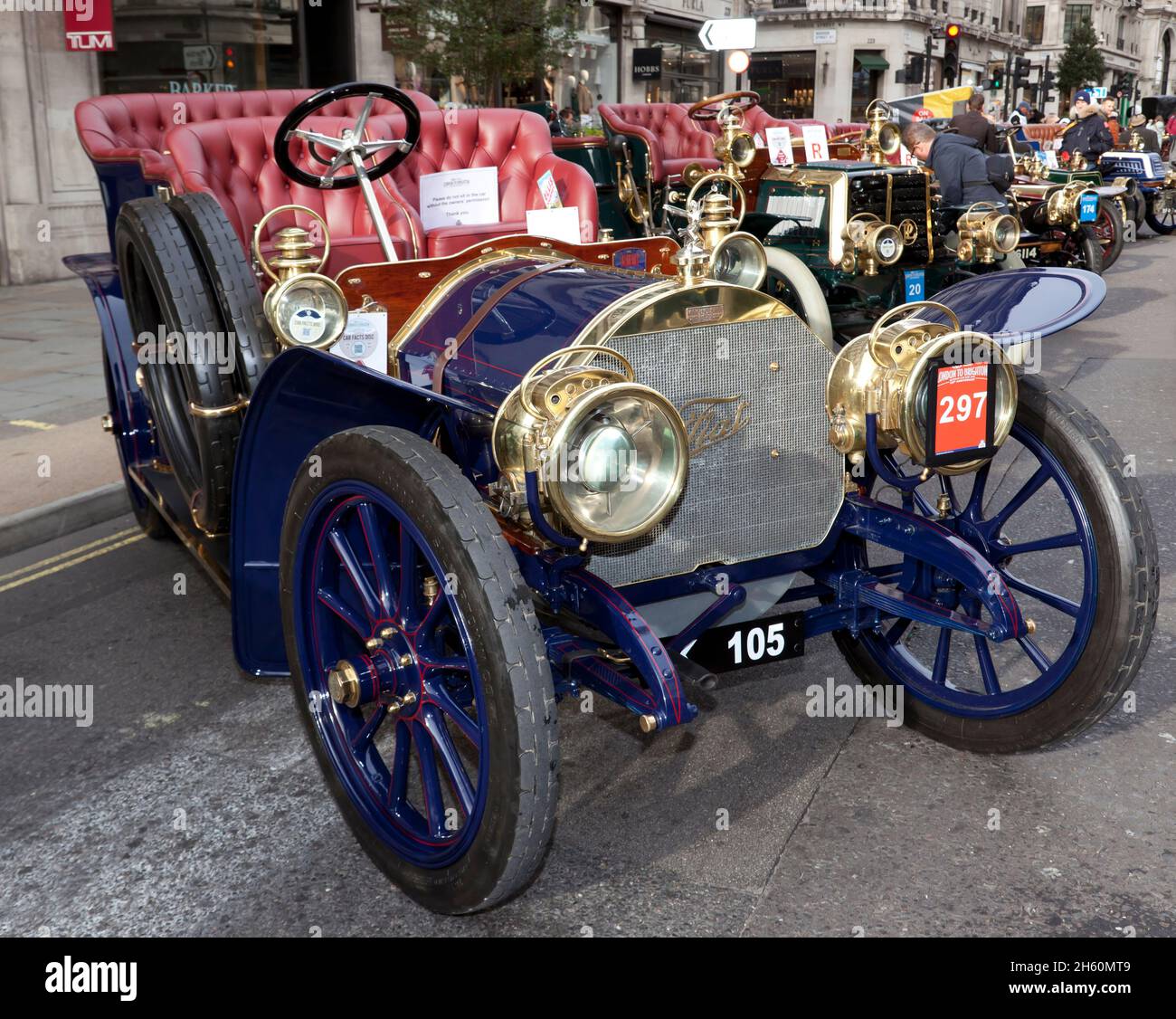 Vue de a 1904, Fiat Roi-de-Belges Tourer, prenant part au salon automobile de Regents Street Concours d'élégance, novembre 2021 Banque D'Images