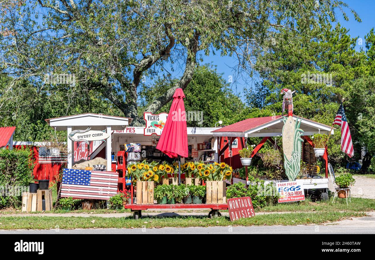 Stand de ferme coloré à Amagansett, NY Banque D'Images