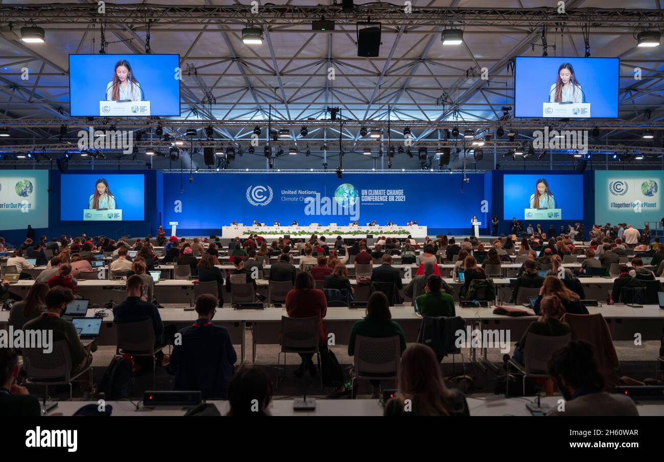 Glasgow, Écosse, Royaume-Uni.12 novembre 2021.Le treize et dernier jour du sommet climatique de la COP26 de l'ONU à Glasgow.Pic; réunion plénière de l'intérieur des peuples à la COP2 .Iain Masterton/Alay Live News. Banque D'Images