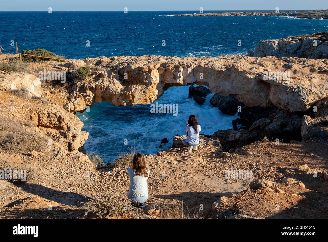 Kamara Tou Koraka Stone Arch, parc forestier national du Cap Greco, Chypre Banque D'Images