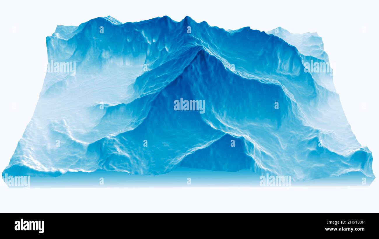 Vue satellite sur le mont Everest, Lhotse I, Nuptse, camps de base pour l'ascension vers les montagnes de l'Himalaya, à la frontière entre le Népal et la Chine. Banque D'Images