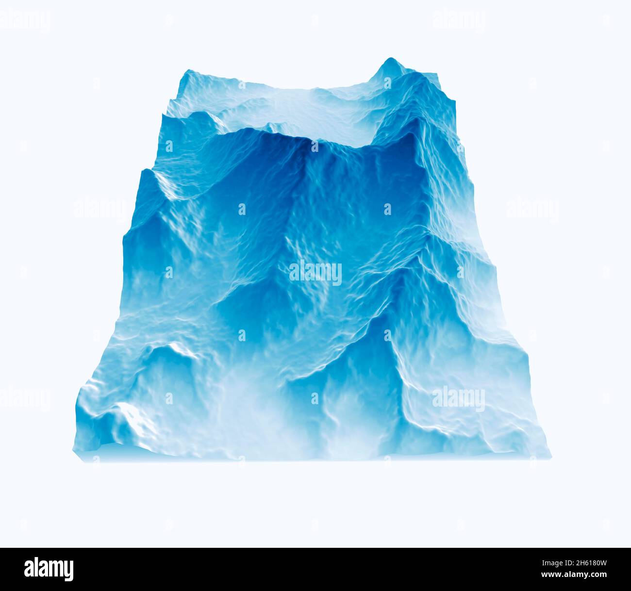 Vue satellite sur le mont Everest, Lhotse I, Nuptse, camps de base pour l'ascension vers les montagnes de l'Himalaya, à la frontière entre le Népal et la Chine. Banque D'Images