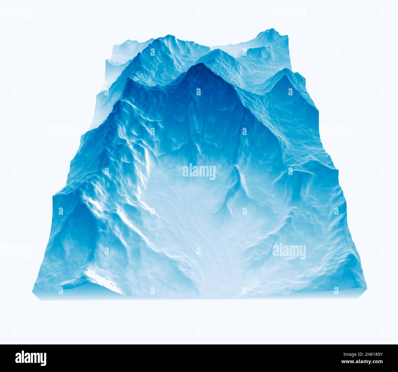 Vue satellite sur le mont Everest, Lhotse I, Nuptse, camps de base pour l'ascension vers les montagnes de l'Himalaya, à la frontière entre le Népal et la Chine. Banque D'Images