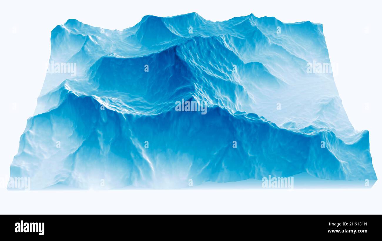 Vue satellite sur le mont Everest, Lhotse I, Nuptse, camps de base pour l'ascension vers les montagnes de l'Himalaya, à la frontière entre le Népal et la Chine. Banque D'Images