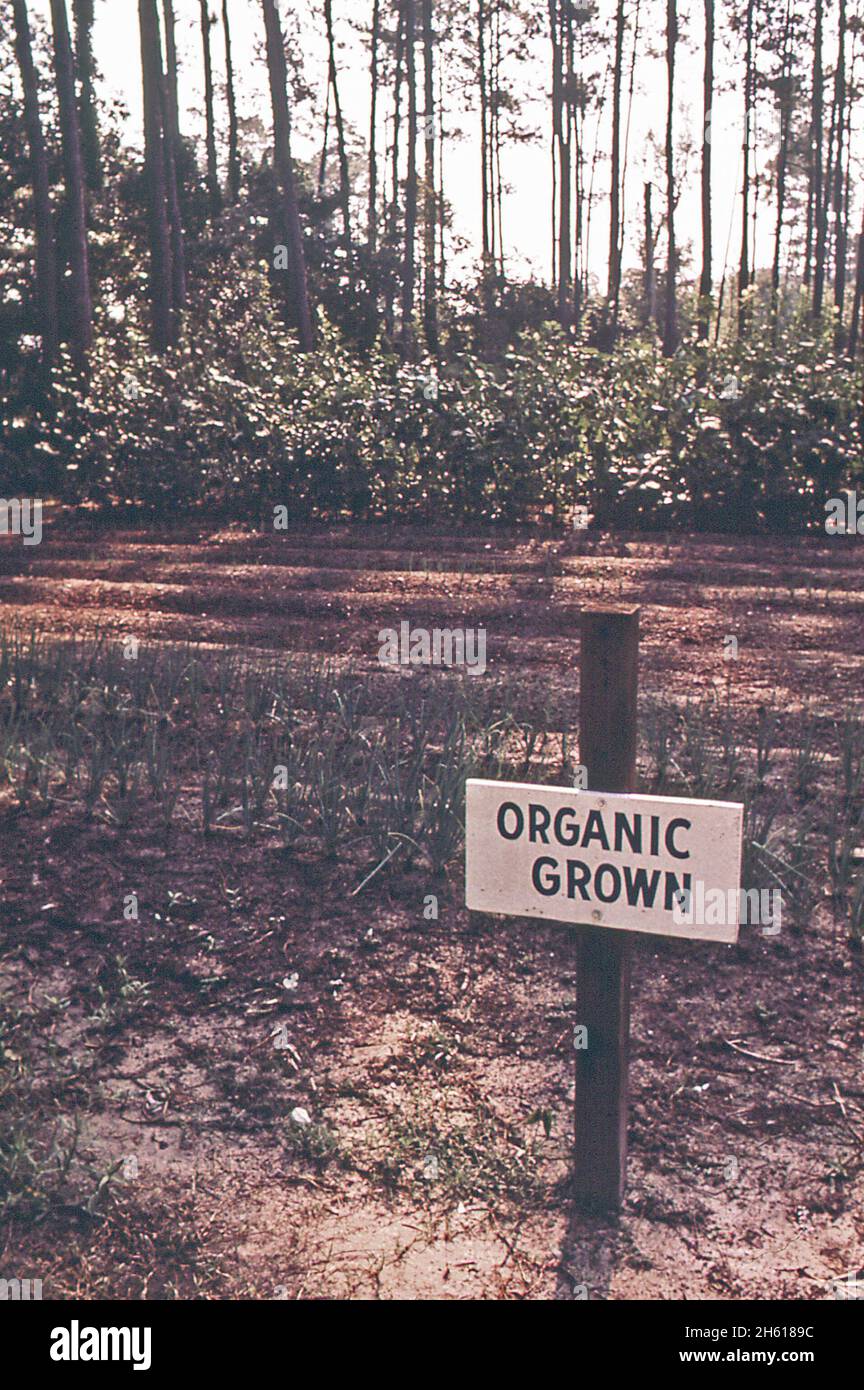 Un signe « biologique cultivé » dans le sud-est de la Louisiane ca.Octobre 1972 Banque D'Images