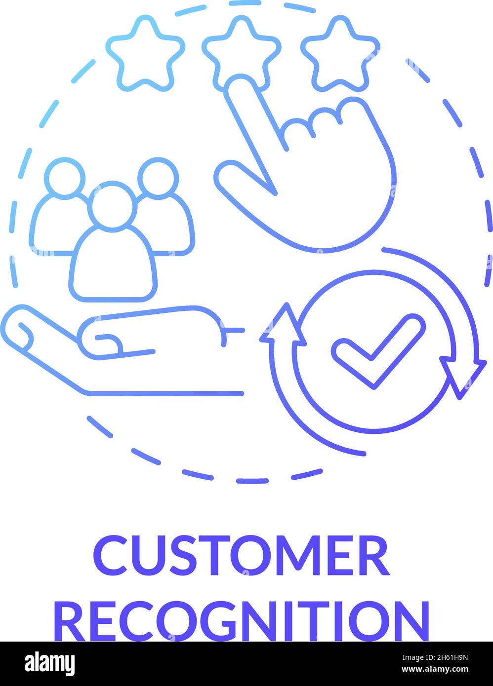 Icône de concept de gradient bleu de reconnaissance client Illustration de Vecteur