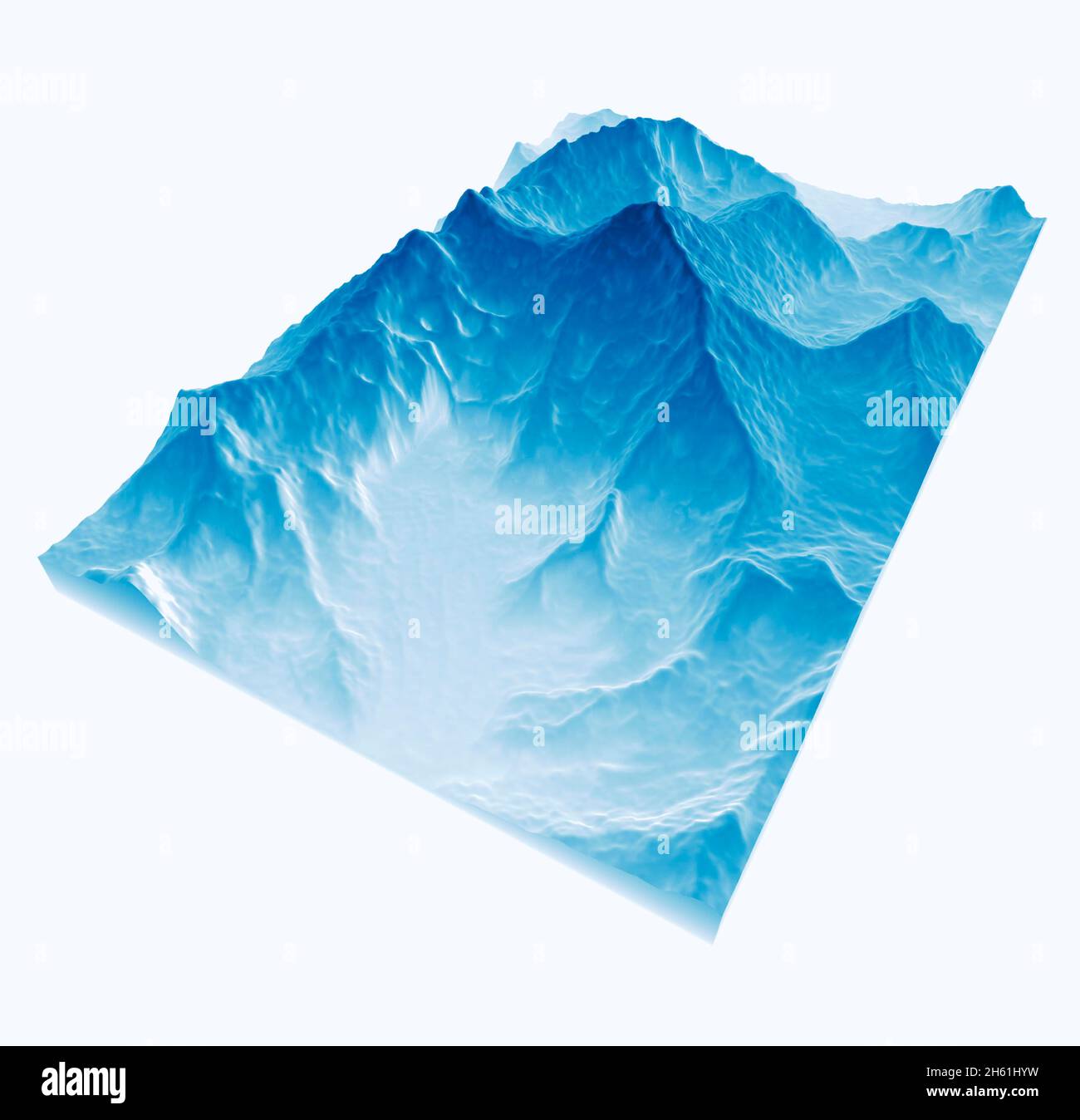 Vue satellite sur le mont Everest, Lhotse I, Nuptse, camps de base pour l'ascension vers les montagnes de l'Himalaya, à la frontière entre le Népal et la Chine. Banque D'Images