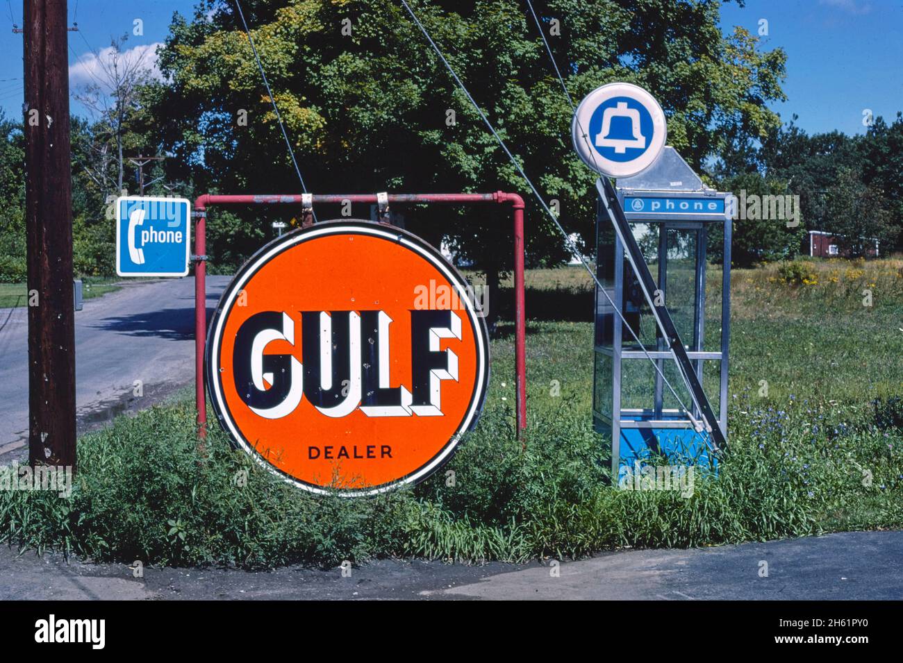 Panneau Gulf Gas, Round Top, New York ; env.1976 Banque D'Images