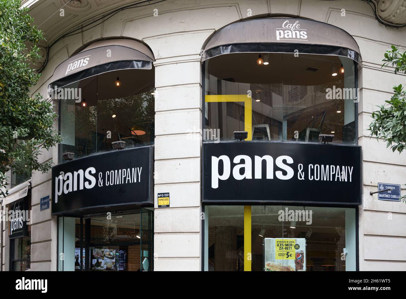 VALENCIA, ESPAGNE - 10 NOVEMBRE 2021: Pans and Company est une chaîne de restaurants en Espagne spécialisée dans les sandwichs Banque D'Images