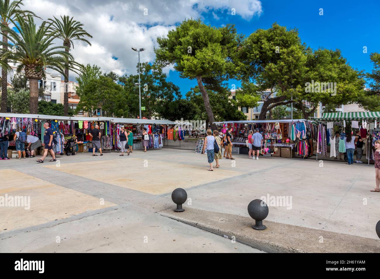 marché hebdomadaire dans le centre de mahon,mahon,maó,minorque,iles baléares,espagne,méditerranée,europe Banque D'Images