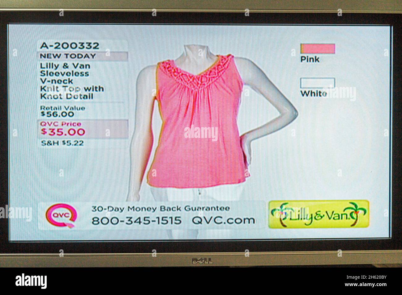 Télévision TV écran de surveillance câble canal QVC, télémarketing, numéro de téléphone gratuit infopublicité, marché de vente Banque D'Images