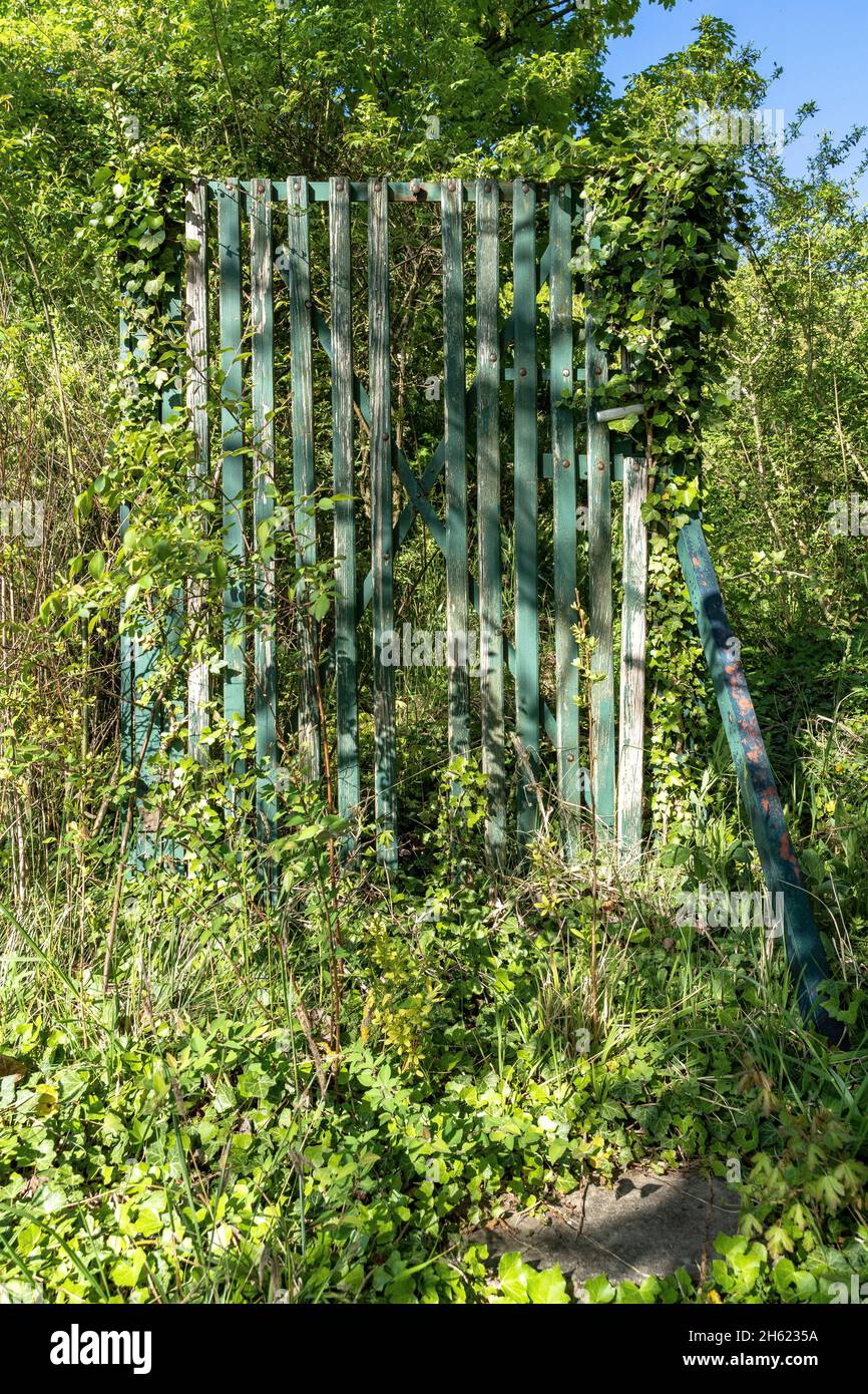 europe,allemagne,bade-wurtemberg,région de schönbuch,herrenberg,ancienne clôture en bois sur un terrain de jardin à schönbuchtruf Banque D'Images