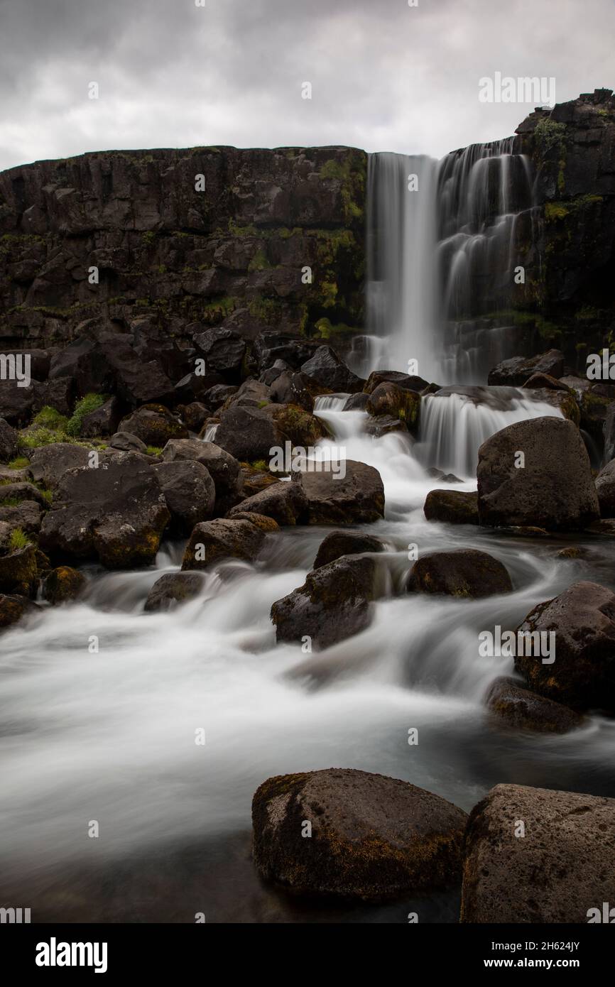 le öxarfoss dans thingvellir. Banque D'Images