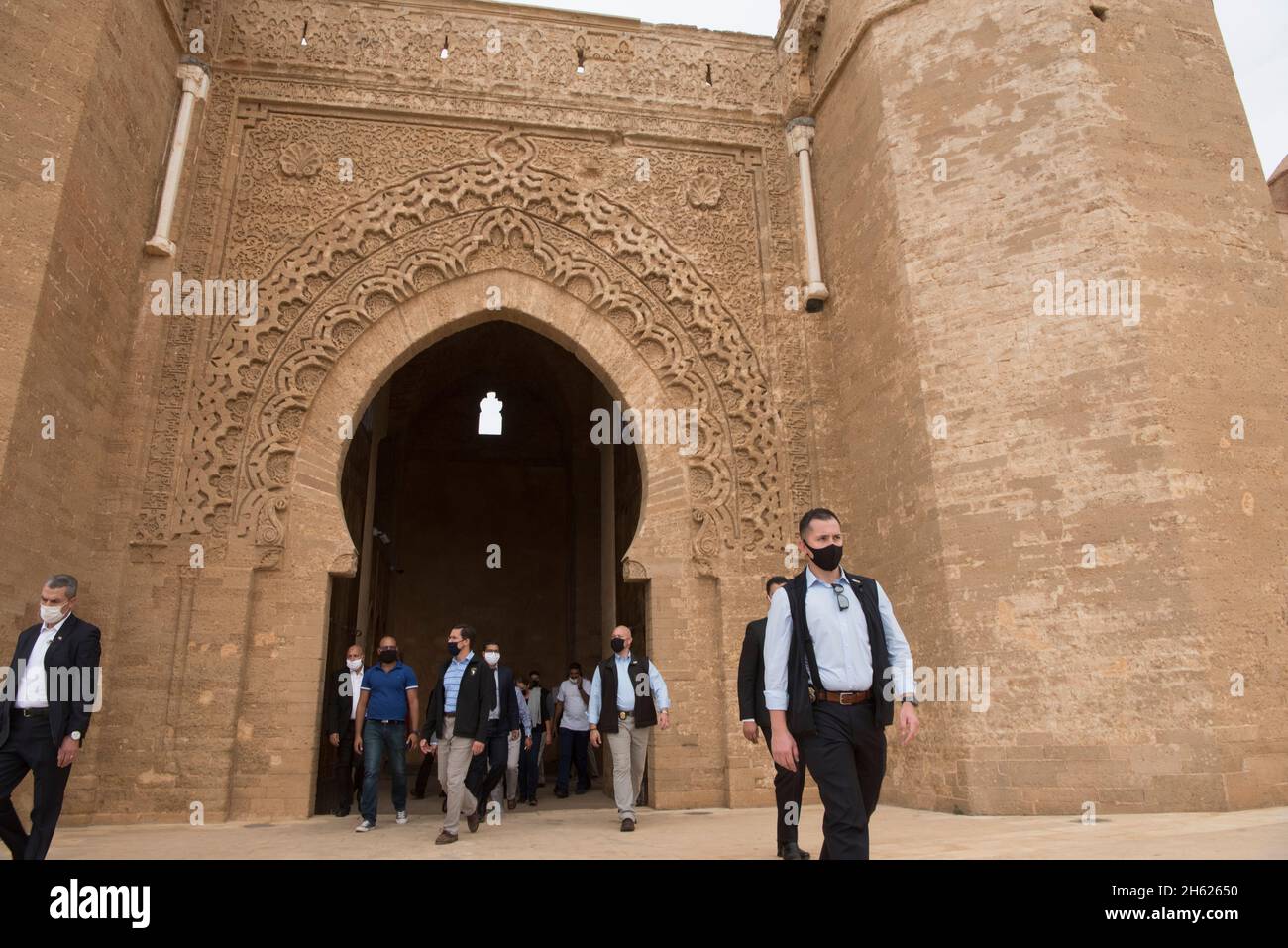 Reportage : le Secrétaire à la Défense, M. Mark T. Esper, visite le site culturel de Chellah, Rabat, Maroc, le 2 octobre 2020. Banque D'Images