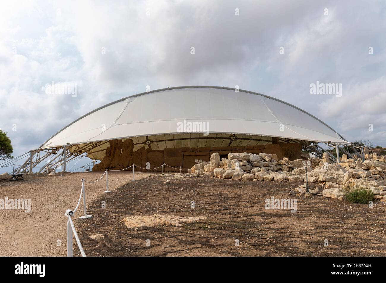 Hagar Qim temples un parc archéologique avec des temples préhistoriques.Un site emblématique à Qrendi, Malte Banque D'Images