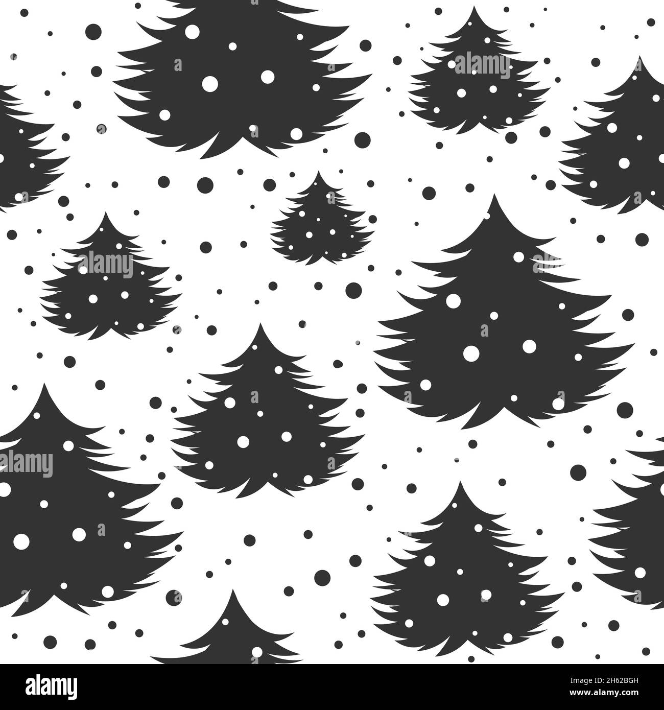 Sapins noirs avec neige sur fond blanc. Blizzard forestier. Motif hivernal sans couture avec épinette. Décoration vectorielle de Noël. texture simple de noël Illustration de Vecteur