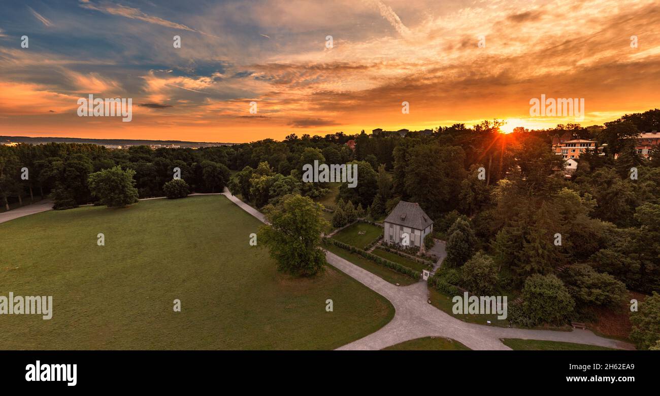 allemagne,thuringe,weimar,goethe's garden house,parc,sentiers,lever du soleil Banque D'Images