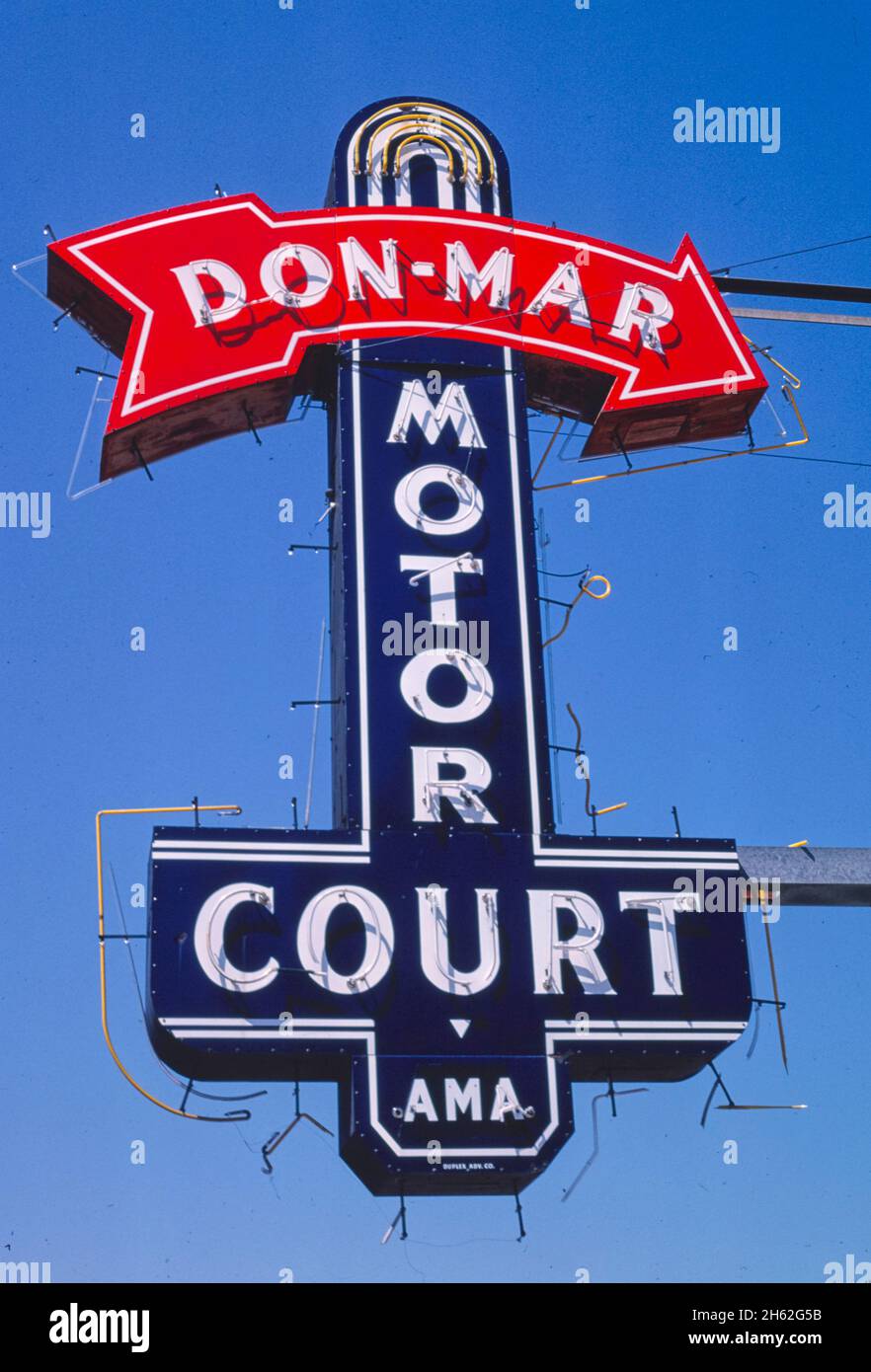 Panneau Don-Mar Motel, Austin, Texas ; env.1982 Banque D'Images