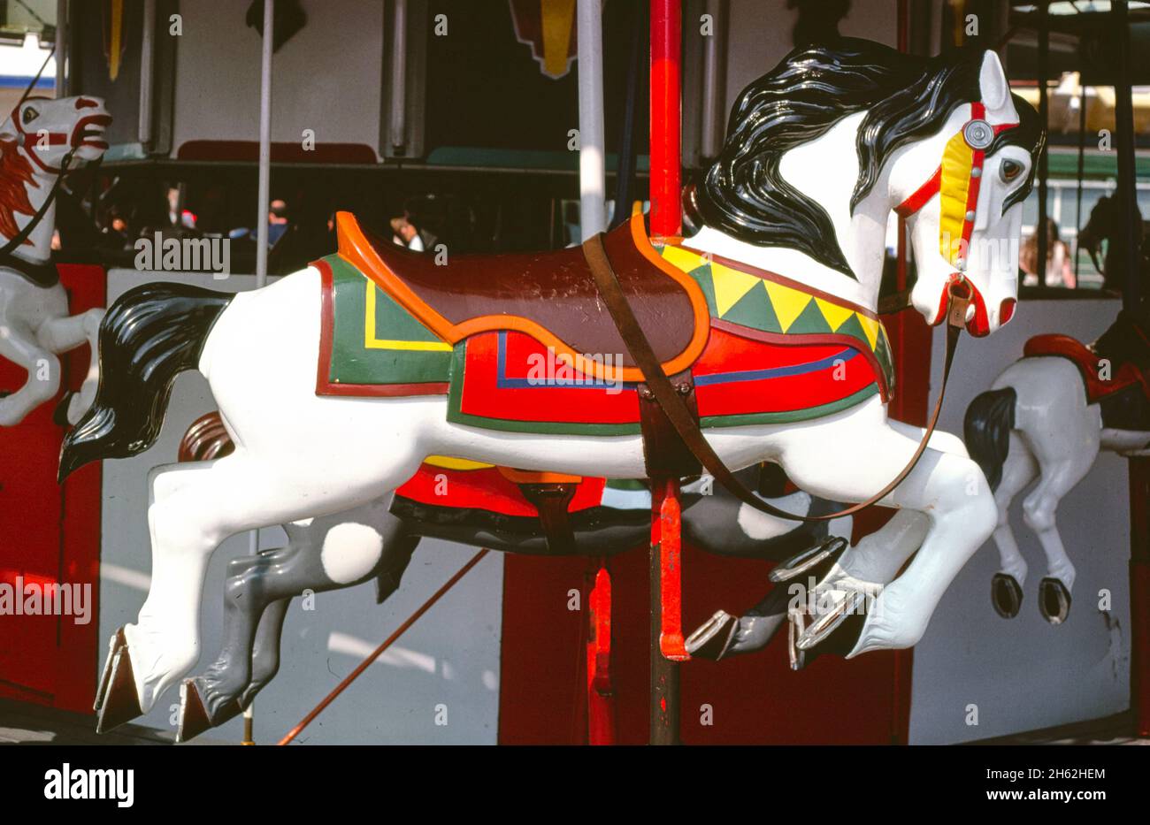 Cheval de carrousel, Atlantic City, New Jersey ; env.1978. Banque D'Images