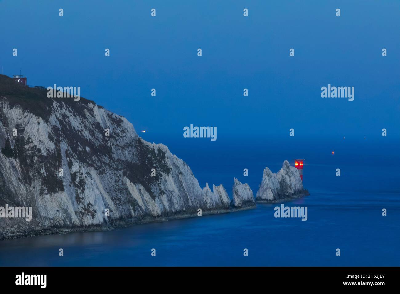 angleterre, île de wight, les aiguilles et les aiguilles phare Banque D'Images