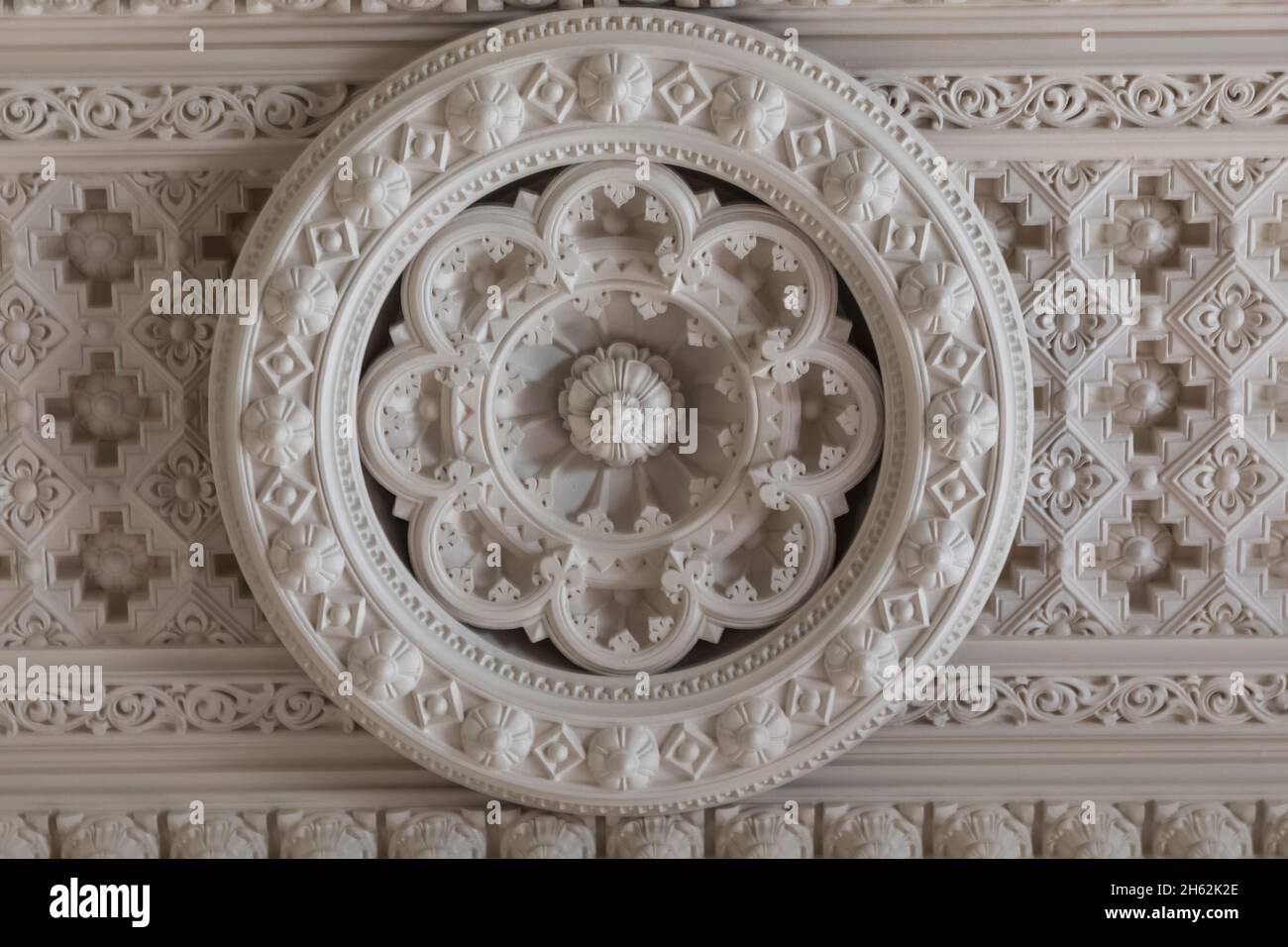 angleterre, ile de wight, cowes est, osborne house, l'ancienne maison de la reine victoria et prince albert, la salle durbar, détail de plafond de style indien Banque D'Images