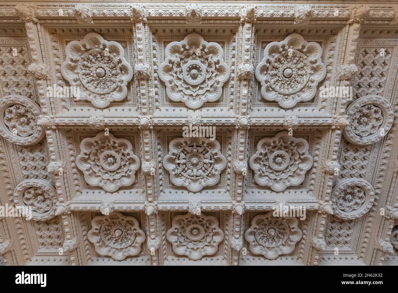angleterre, ile de wight, cowes est, osborne house, l'ancienne maison de la reine victoria et prince albert, la salle durbar, détail de plafond de style indien Banque D'Images
