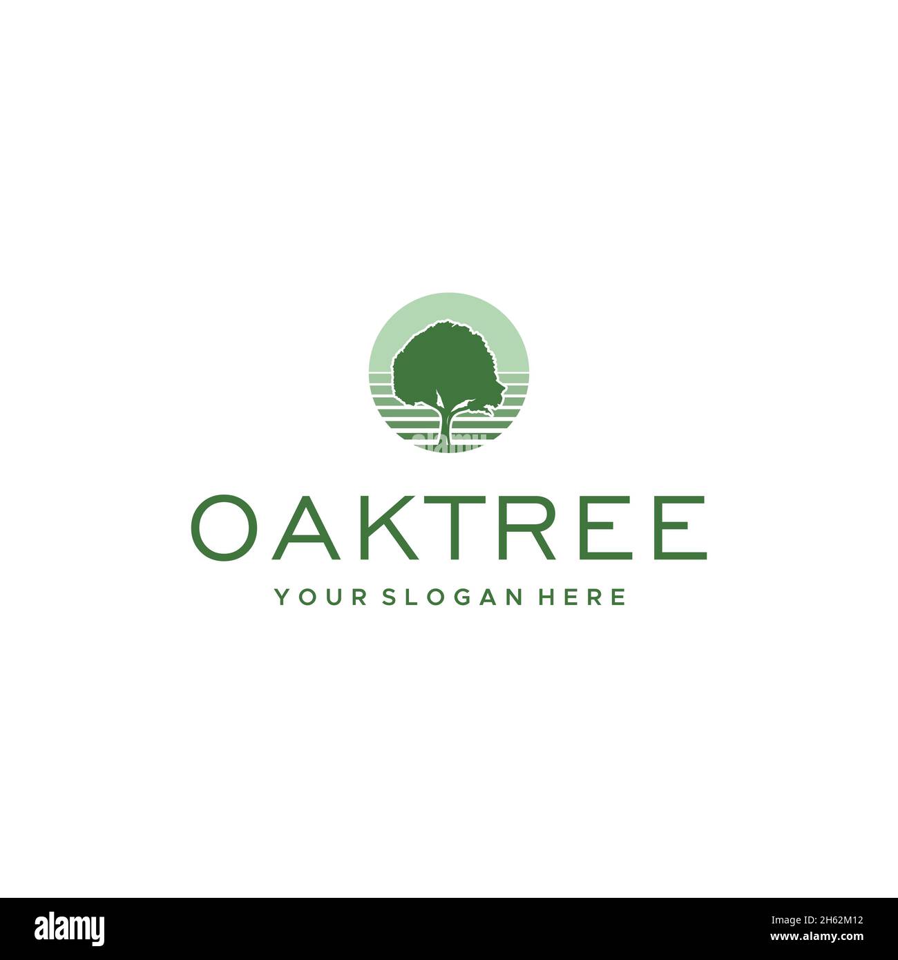 Design minimaliste DU logo OAKTREE Circle Leaf plants Illustration de Vecteur