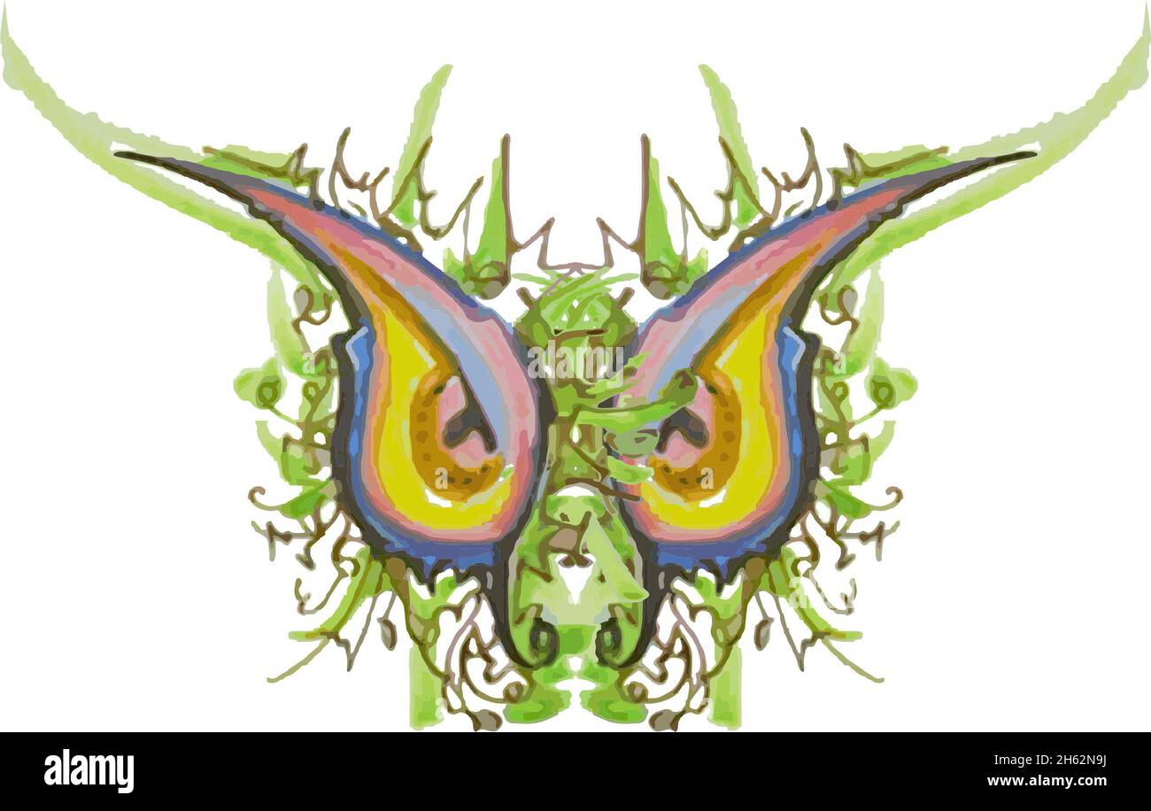 Terrible hibou yeux avec motif de plante pour vos idées créatives.Symbole de sagesse effrayante dans le style grunge pour Halloween, masques de carnaval, tatouages, imprimés Banque D'Images