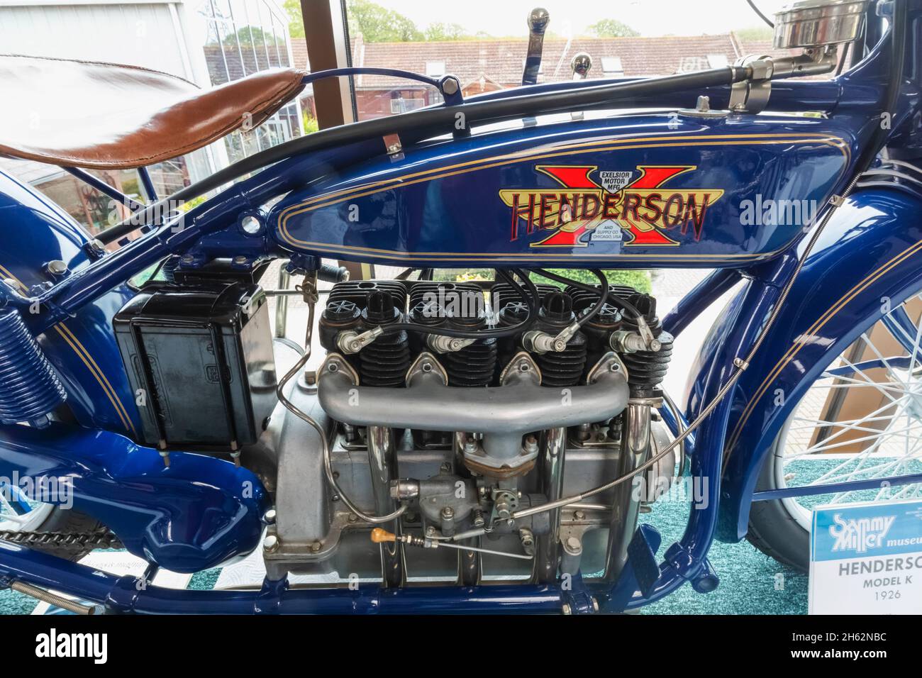 angleterre,hampshire,nouvelle forêt,nouvelle milton,le musée de la moto sammy miller,henderson modèle k 1926 détail du moteur Banque D'Images