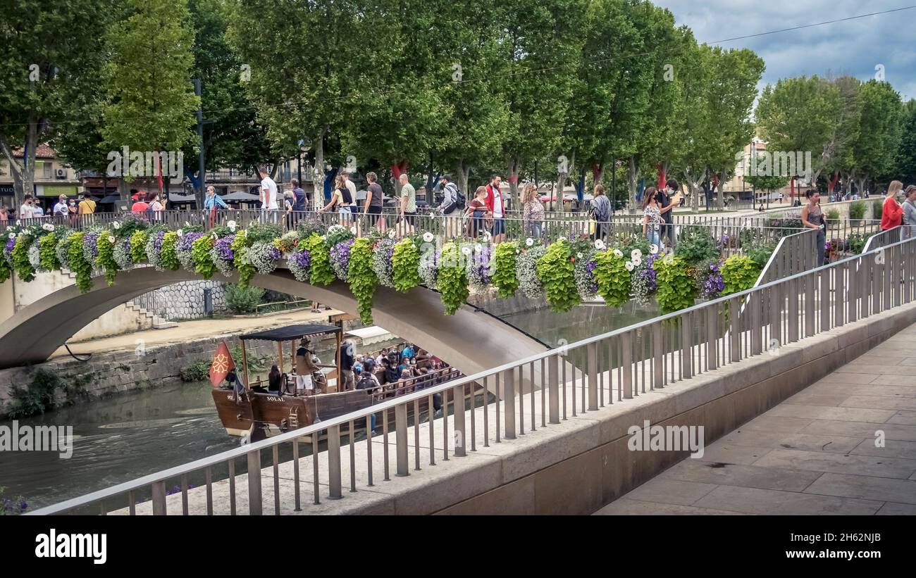 alsace lorraine passerelle au-dessus du canal de la robine à narbonne. Banque D'Images