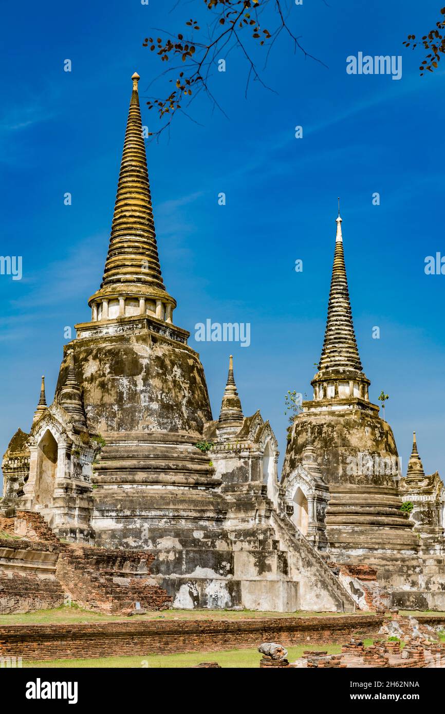 wat phra si sanphet, complexe de temples bouddhistes, temple de la famille royale, construit en 1412 sous le roi rama thibodi ii, ayutthaya parc historique, ayutthaya, thaïlande, asie Banque D'Images