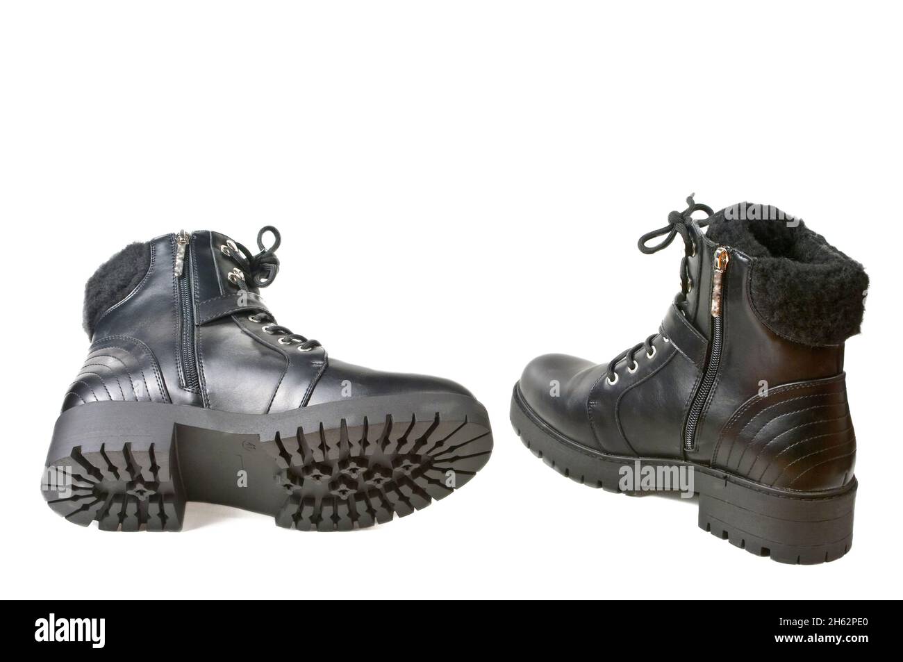 Bottes hautes pour femmes et noires. Banque D'Images
