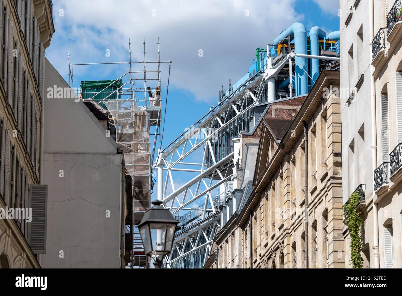france,paris,échafaudage,derrière lui le centre pompidou Banque D'Images