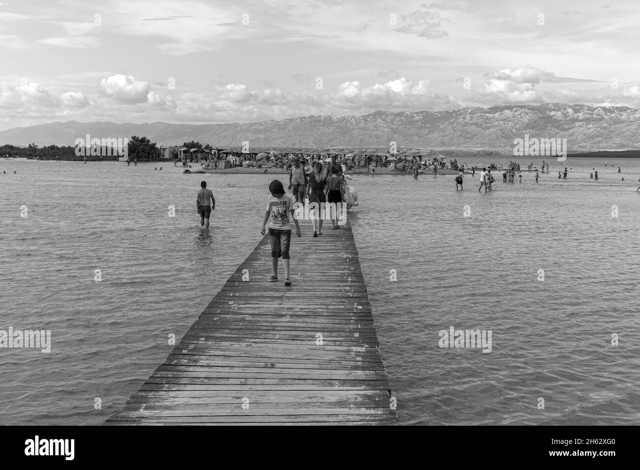 la plage de la reine avec de la boue péloïde médicinale dans la ville de nin, le comté de zadar de croatie, europe. Banque D'Images