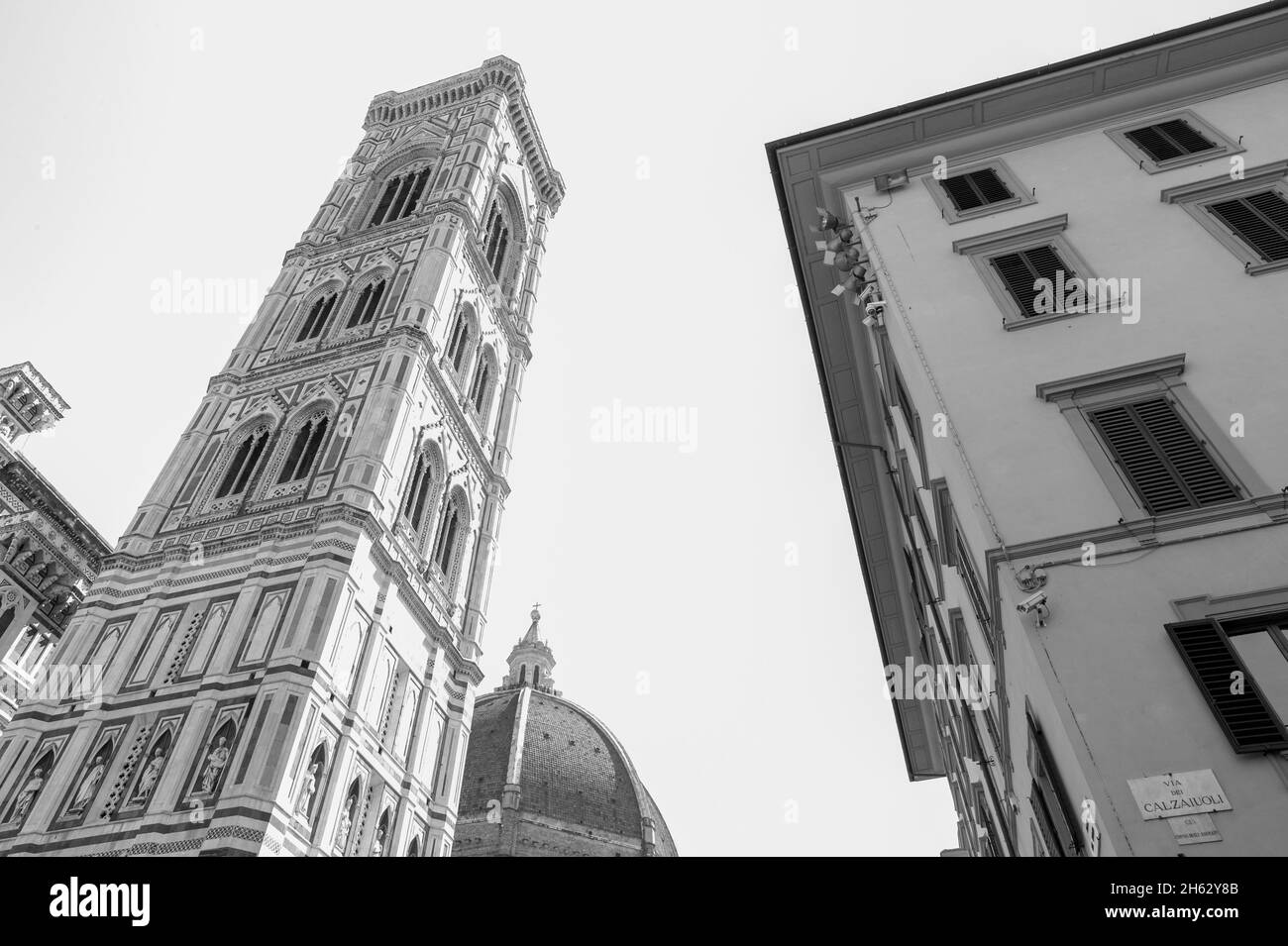cathédrale de florence, anciennement la cattedrale di santa maria del fiore et le campanile de giotto, toscane, italie Banque D'Images
