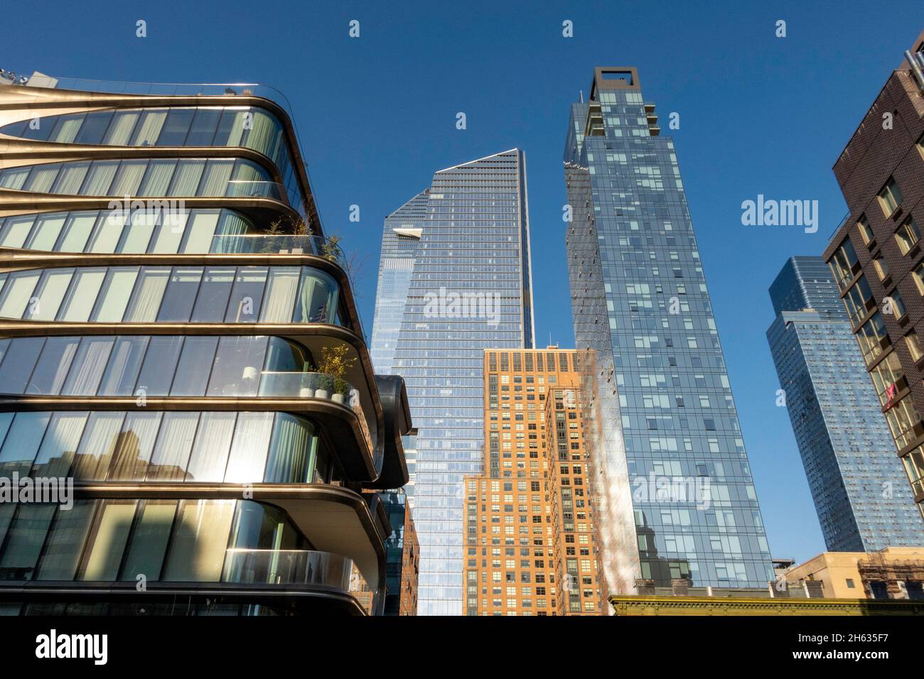 Bâtiments modernes sur la High Line et Hudson yards, 2021, NYC, Etats-Unis Banque D'Images