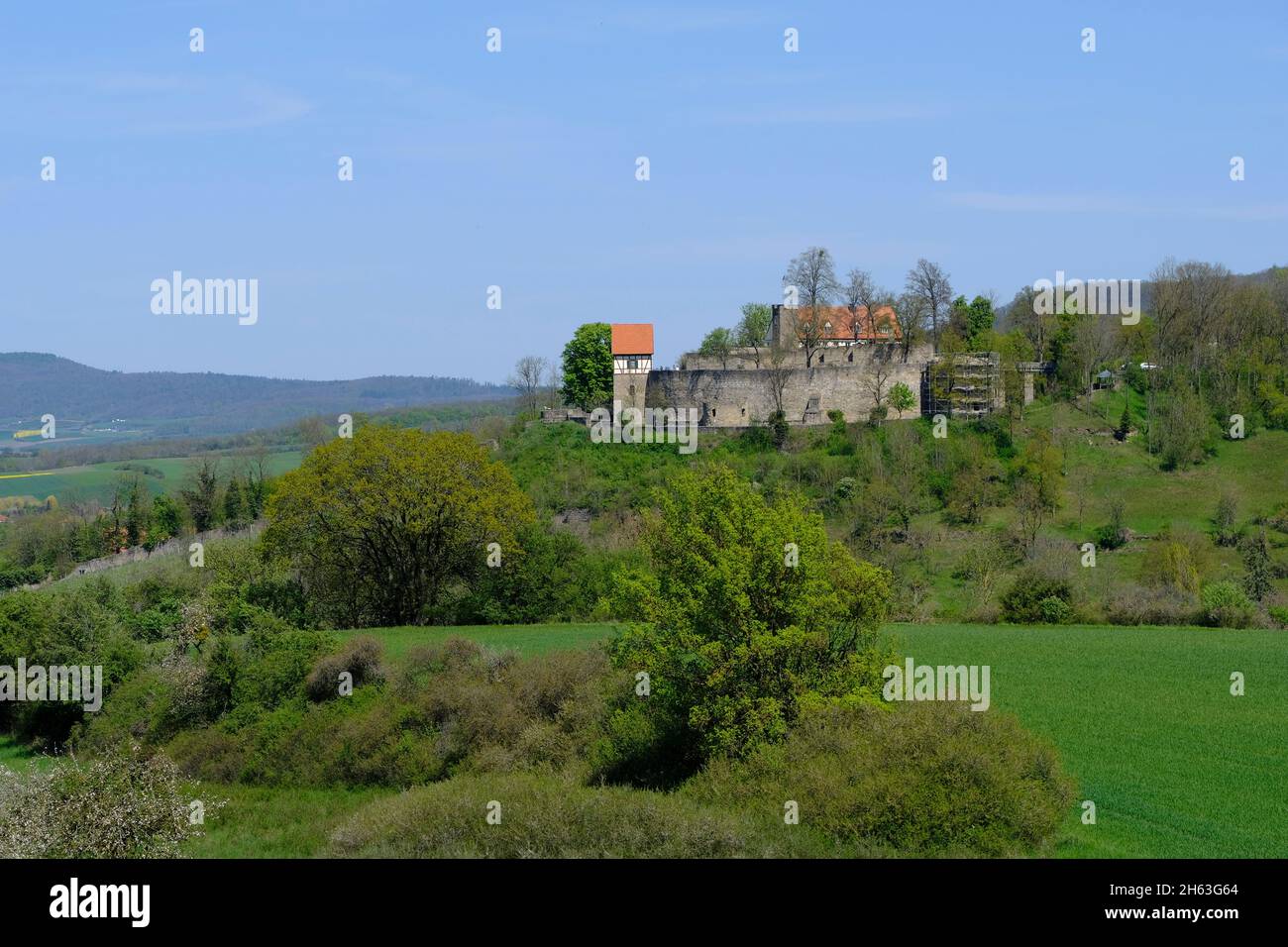 vue de la guerre au château de koenigsberg près de koenigsberg en bavière, quartier de hassberge, basse-franconie, franconie, bavière, allemagne Banque D'Images