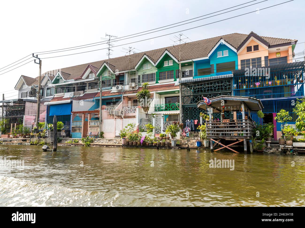 maison résidentielle,khlongs,khlongfahrt sur les canaux de bangkok,bangkok,thaïlande,asie Banque D'Images