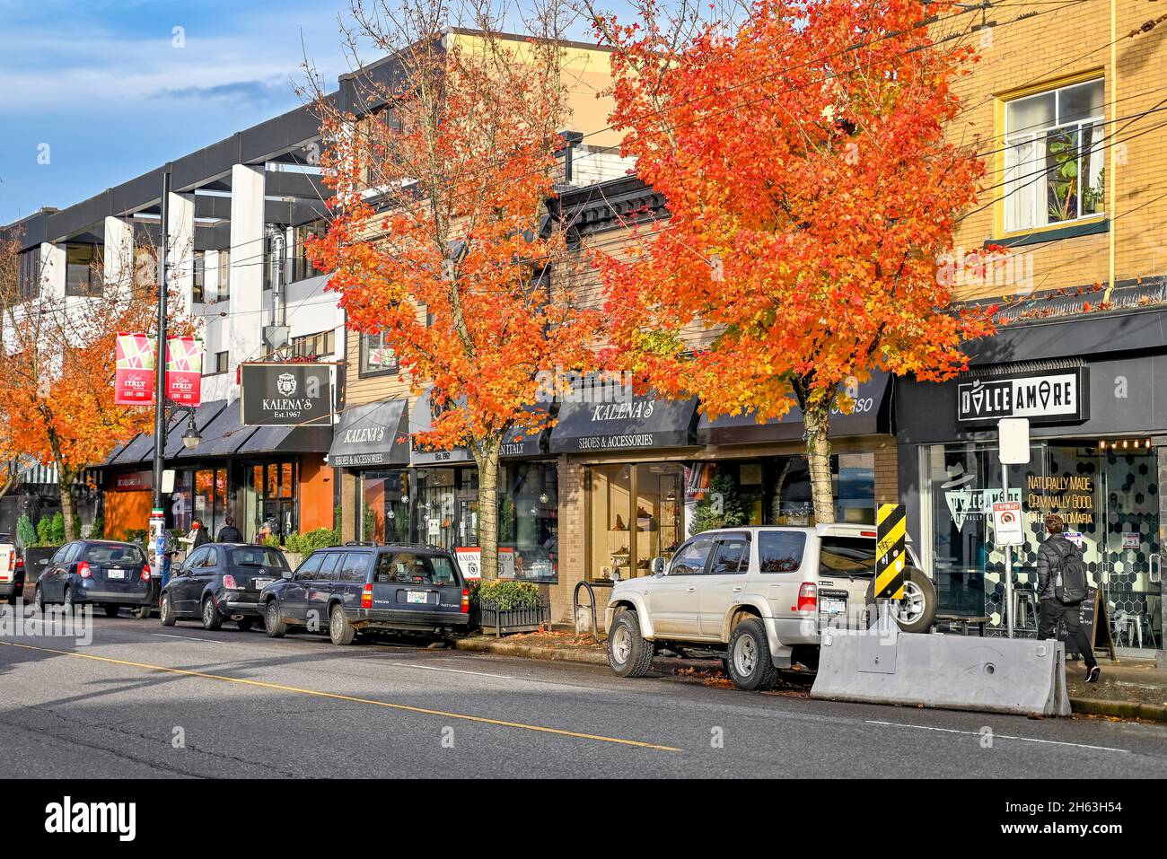Couleur d'automne, commercial Drive, East Vancouver, Colombie-Britannique, Canada Banque D'Images