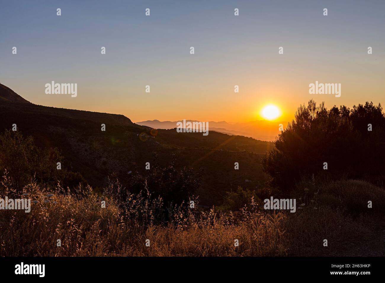 quand le soleil se lever: paysage pitoresque tourné en andalousie, espagne Banque D'Images