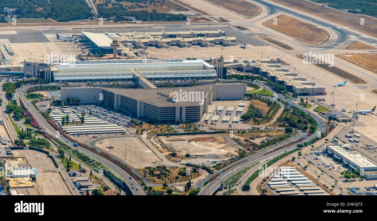 vue aérienne,aeropuerto de palma de mallorca,aéroport de palma de mallorca,bâtiment de réception,mallorca,iles baléares,espagne Banque D'Images