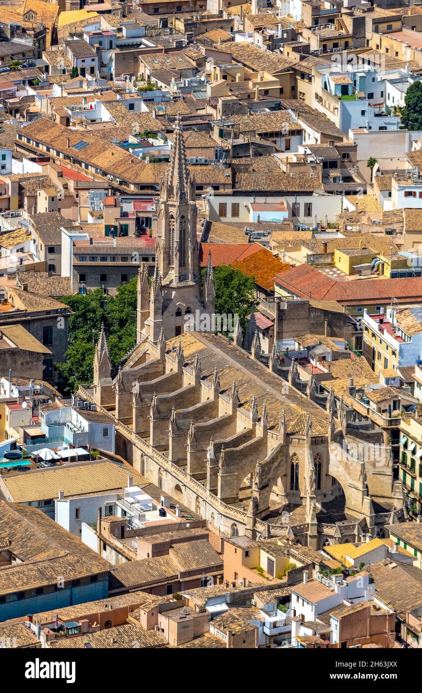 photo aérienne, cath. eglise iglesia de santa eulalia, appel, palma, majorque, iles baléares, espagne Banque D'Images