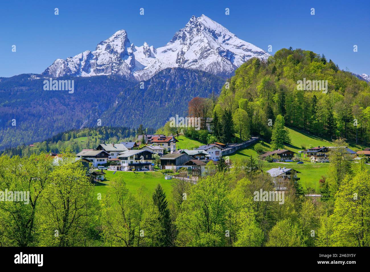 district à lockstein contre watzmann 2713m,berchtesgaden,alpes berchtesgaden,berchtesgaden land,haute-bavière,bavière,allemagne Banque D'Images