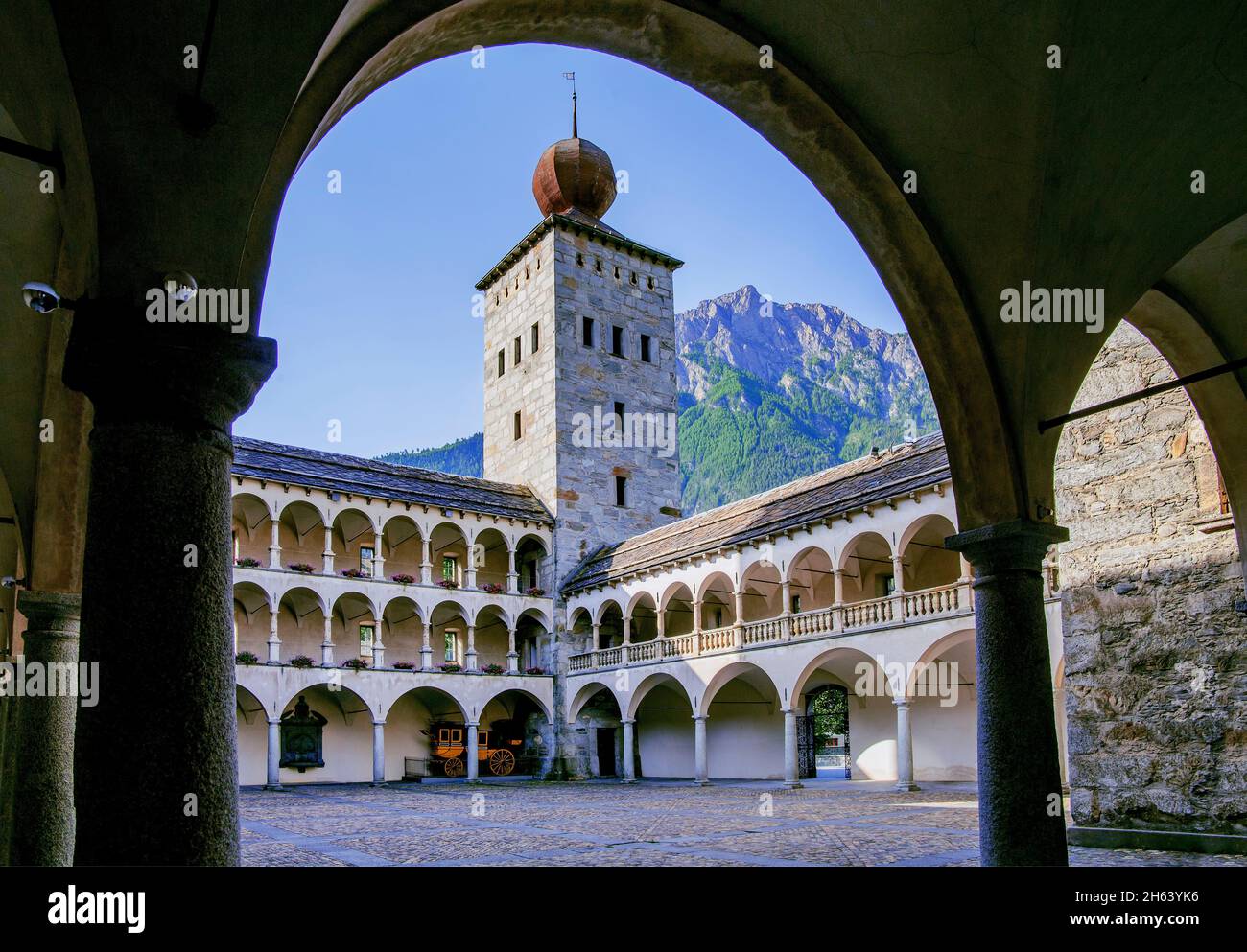 cour intérieure du stockalperpalast,brig,rhonital,rottental,valais,suisse Banque D'Images