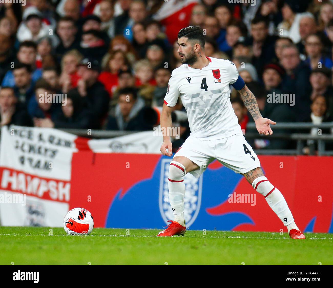 Londres, Royaume-Uni.12 novembre 2021.LONDRES, ANGLETERRE - novembre 12: Elseid Hysaj d'Albanie pendant la qualification mondiale - match européen entre l'Angleterre et l'Albanie au stade Wembley à Londres le 12 novembre 2021 crédit: Action Foto Sport/Alay Live News Banque D'Images