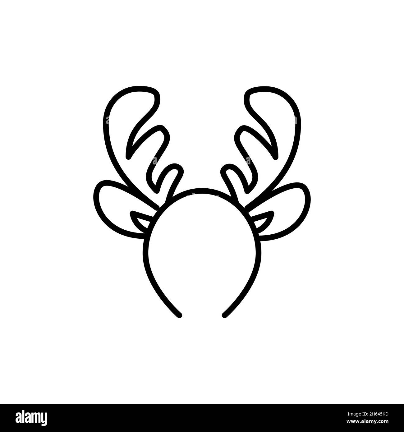 Bois de renne drôle de fête de Noël bandeau.Pixel Perfect, icône de contour modifiable Illustration de Vecteur