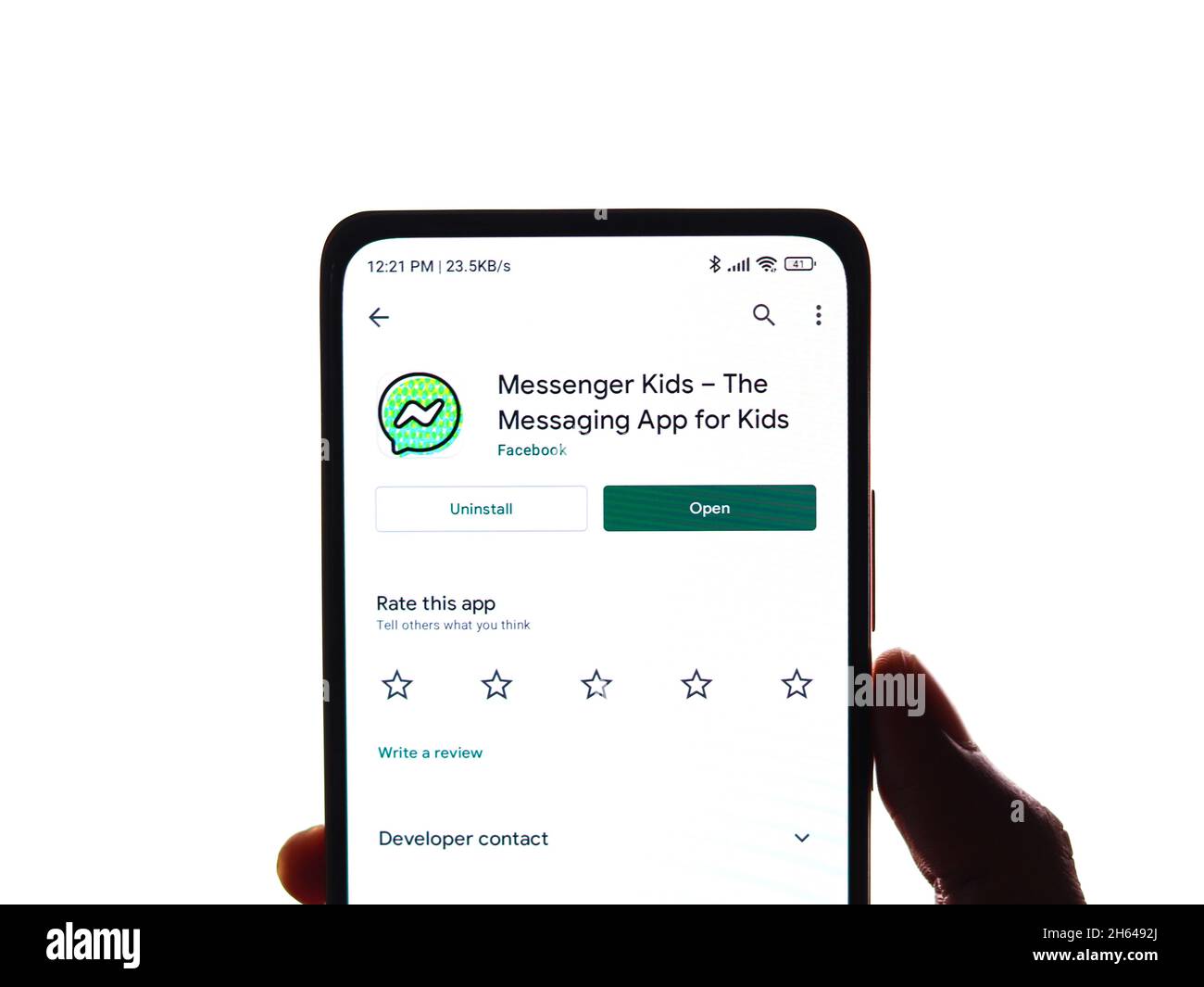 West Bangal, Inde - 11 novembre 2021 : logo Messenger Kids sur l'écran du téléphone. Banque D'Images