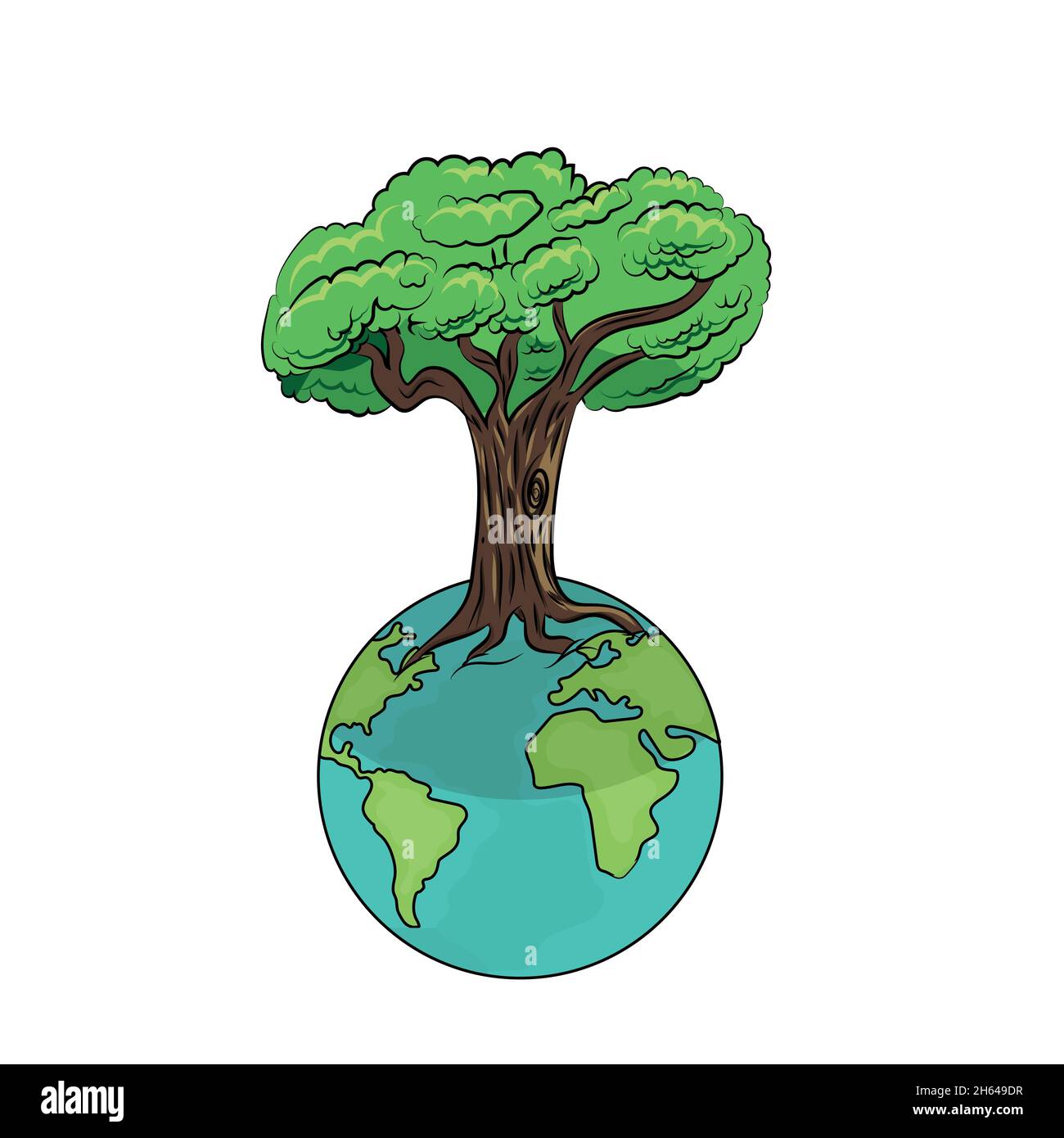 Arbre poussant dans la terre mère Illustration de Vecteur