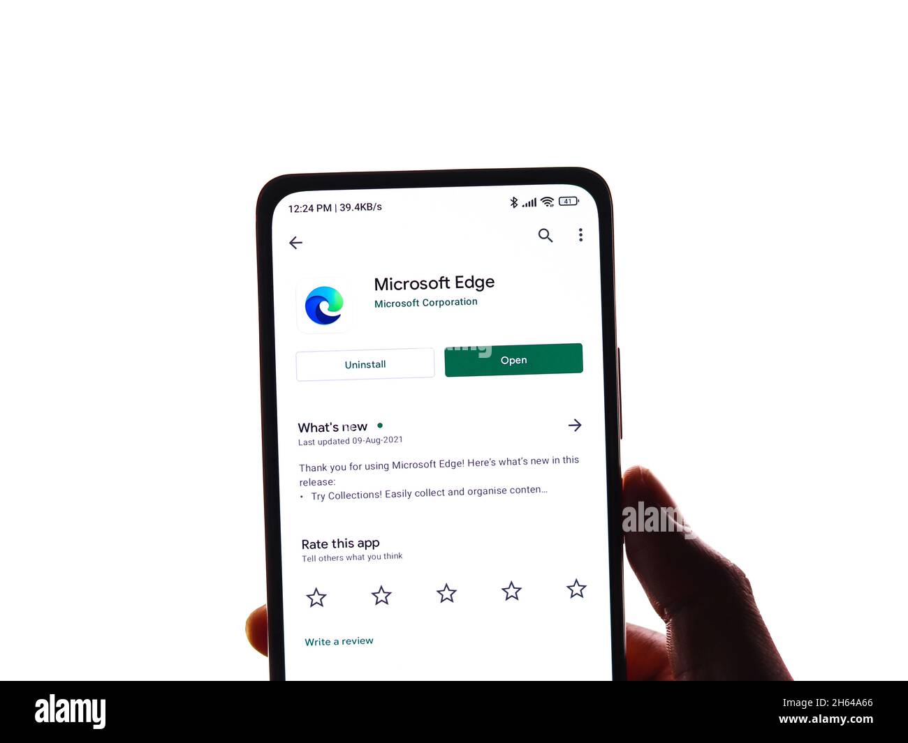West Bangal, Inde - 11 novembre 2021 : logo Microsoft Edge sur image de stock d'écran de téléphone. Banque D'Images